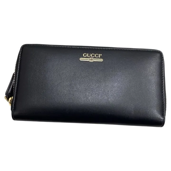 グッチ　レザー　ラウンドジップ長財布